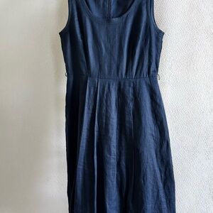 Vintage 2008 Banana Republic Dark Blue Linen Midi Dress